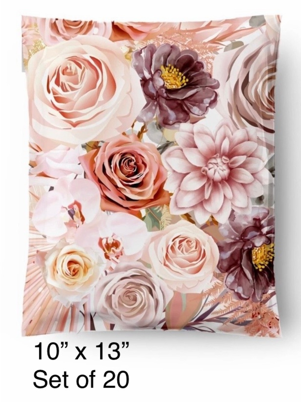 Floral & Cherry Patterned Poly Mailers: Set of 45 Bags. 10x13” & 7.5x10.5” sizes - Picture 2 of 3